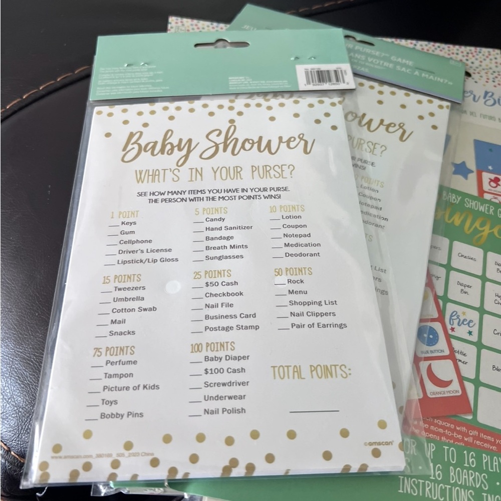 Baby Shower Game Set - Gold and White